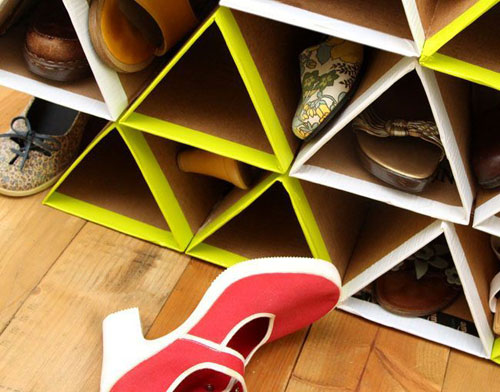 идеи стелаж за обувки от картонени кутии