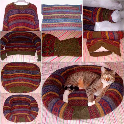 идеи легло за домашен любимец от стар пуловер