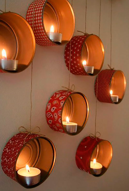 идеи романтично осветление от консервени кутии и чаени свещи