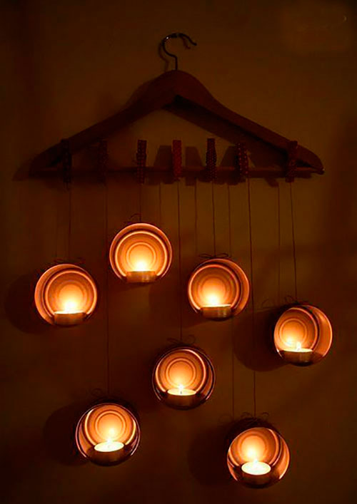 идеи романтично осветление от консервени кутии и чаени свещи