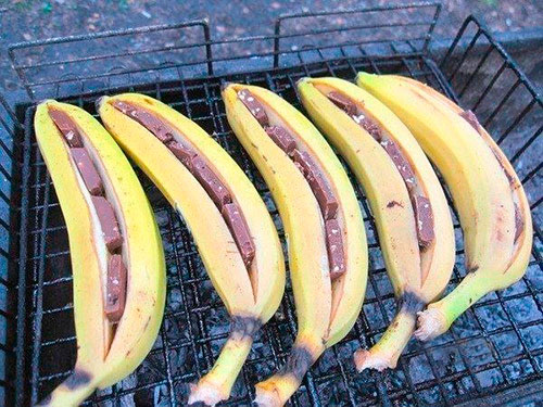 идеи горещ десерт на скара банан с шоколад