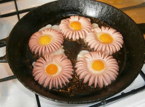 идеи маргаритки от кренвирши с яйца за закуска