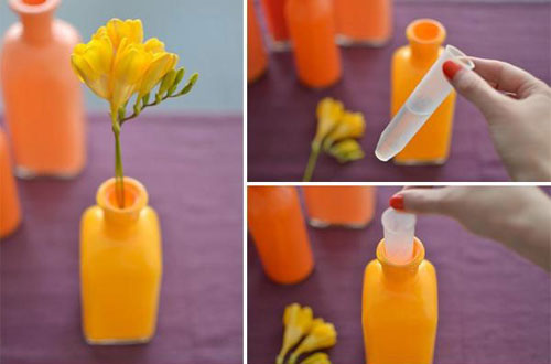 идеи ярки декоративни вази от стъклени бутилки