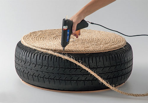 идеи табуретка от гума и въже в еко стил 