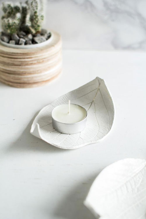идеи декоративна чинийка листо от глина 