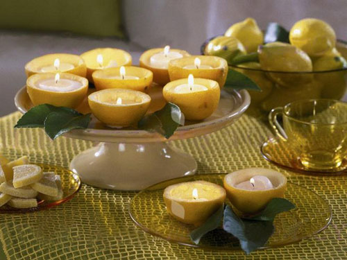 свещници от лимонови корички