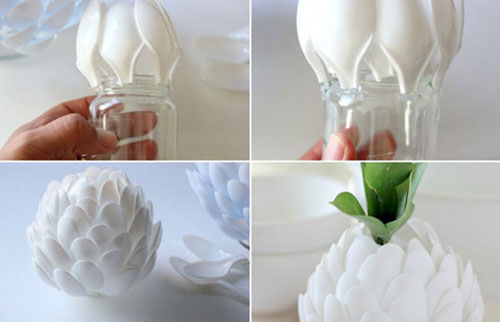 идеи ваза от пластмасови лъжички